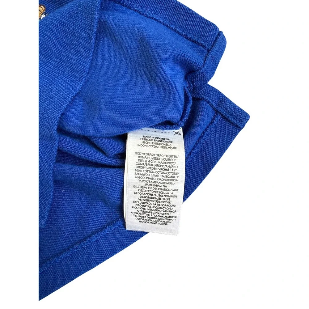 Vintage Ralph Lauren Polo Bear Shirt Royal Blue Short Sleeve 6M Kids